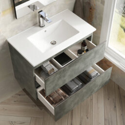 Banyetti Vatilla 800mm Wall Hung Vanity Unit With Lira Basin - Cemento Grey - thumbnail 3