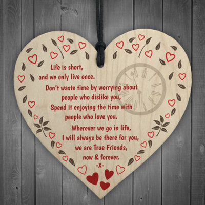 Red Ocean True Friends Now Forever Wooden Hanging Heart Plaque - image 1