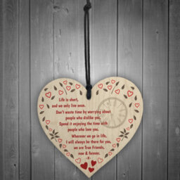 Red Ocean True Friends Now Forever Wooden Hanging Heart Plaque - thumbnail 2