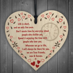 Red Ocean True Friends Now Forever Wooden Hanging Heart Plaque - thumbnail 1