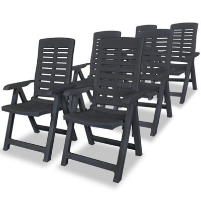 Berkfield Reclining Garden Chairs 6 Pcs Plastic Anthracite - image 1