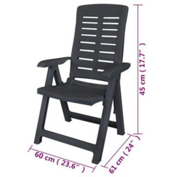 Berkfield Reclining Garden Chairs 6 Pcs Plastic Anthracite - thumbnail 8