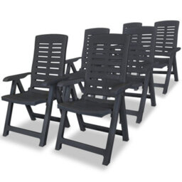Berkfield Reclining Garden Chairs 6 Pcs Plastic Anthracite - thumbnail 1