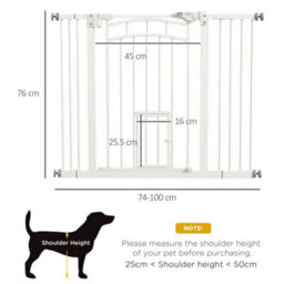 Pawhut Pressure Fit Safety Gate, Dog Gate W/ Small Cat Door, 74-100Cm Openings - thumbnail 3