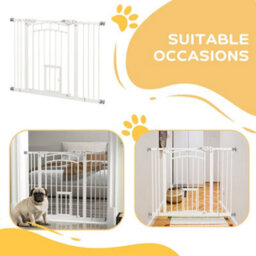 Pawhut Pressure Fit Safety Gate, Dog Gate W/ Small Cat Door, 74-100Cm Openings - thumbnail 9