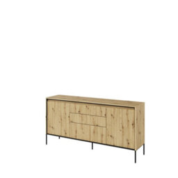 Arte Modern Trend Large Sideboard Cabinet (H830mm W1660mm D400mm)  - Oak Artisan With Black Legs - thumbnail 2