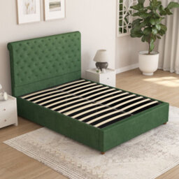 Aspire Taylor Ottoman Bed Frame, Plush Velvet Forest Green, Superking - thumbnail 4