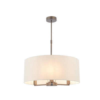 Anson Lighting Donovan Antique Bronze And Marble Faux Silk Shade 3 Light Ceiling Pendant - image 1