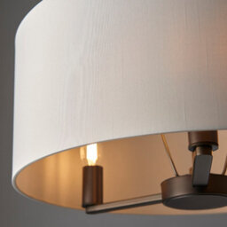 Anson Lighting Donovan Antique Bronze And Marble Faux Silk Shade 3 Light Ceiling Pendant - thumbnail 4