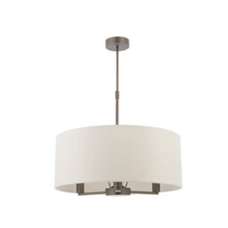 Anson Lighting Donovan Antique Bronze And Marble Faux Silk Shade 3 Light Ceiling Pendant - thumbnail 2