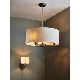 Anson Lighting Donovan Antique Bronze And Marble Faux Silk Shade 3 Light Ceiling Pendant - thumbnail 3