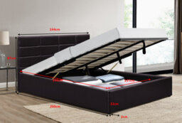 Comfy Living 4Ft6 Chanel Faux Leather Ottoman Storage Bed Chocolate - thumbnail 2