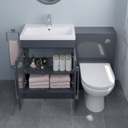 Aveli 600mm Bathroom Vanity Unit Basin Concealed Cistern Toilet Wc Gloss Grey Modern - thumbnail 3