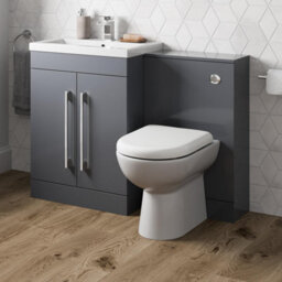 Aveli 600mm Bathroom Vanity Unit Basin Concealed Cistern Toilet Wc Gloss Grey Modern