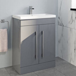 Aveli 600mm Bathroom Vanity Unit Basin Concealed Cistern Toilet Wc Gloss Grey Modern - thumbnail 4