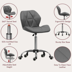 Lassic Vida Designs Geo Grey Office Swivel Chair Ukfr Pu Faux Leather - thumbnail 5