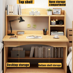 Wooden Computer Desk With Shelves Home Office Study Workstation For Laptop - thumbnail 5