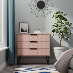 Anzio Matt Kobe Pink 3 Drawer Chest (H)737mm (W)765mm (D)395mm
