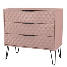 Anzio Matt Kobe Pink 3 Drawer Chest (H)737mm (W)765mm (D)395mm - thumbnail 3