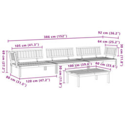 Walplus 4 Piece Garden Pallet Sofa Set Solid Wood Acacia - Cushion Not Included - thumbnail 7