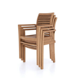 Eterna Valencia Teak Garden Outdoor Dining Table & 6 Seat Chair Set - With Green Cushions - thumbnail 7