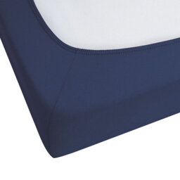 Beliani Fitted Sheet Hofuf Cotton 200 X 200 Cm Navy Blue - thumbnail 5