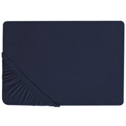Beliani Fitted Sheet Hofuf Cotton 200 X 200 Cm Navy Blue