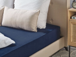 Beliani Fitted Sheet Hofuf Cotton 200 X 200 Cm Navy Blue - thumbnail 2