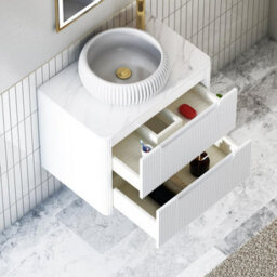 Royal Bathrooms Avenza 700mm Matt White Wall Hung Bathroom Countertop Vanity Unit 2 Drawer With Milan Basin - thumbnail 5