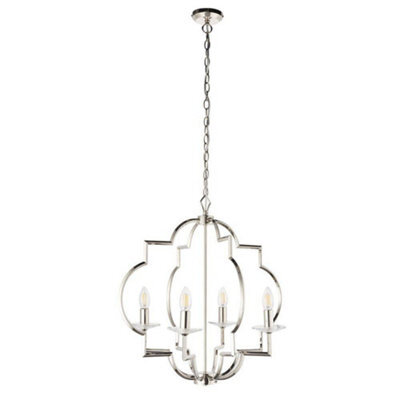 Luminosa Lighting Luminosa Garland 4 Light Ceiling Pendant Polished Nickel & Clear Crystal Glass, E14 - image 1