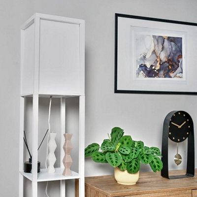 Wood Floor Lamp Shelves Standard Shelf Living Room Lounge Light 3 Tier Lighting - image 1