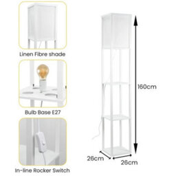 Wood Floor Lamp Shelves Standard Shelf Living Room Lounge Light 3 Tier Lighting - thumbnail 2