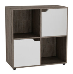 Urbn-Living Urbnliving 4 Cube Anthracite Oak Wooden Bookcase Shelving Display Shelves Storage Unit Wood Shelf White Door - thumbnail 4