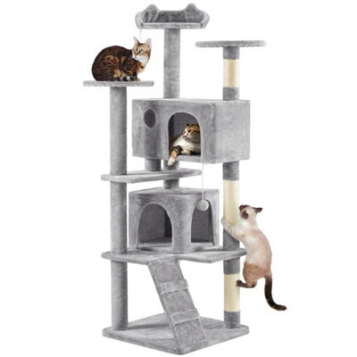 Light Grey Large Cat Tree 178Cm Cat Tower Cat Condo W/scratching Posts And Platform Perches - image 1