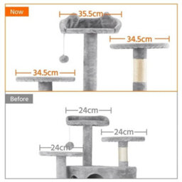 Light Grey Large Cat Tree 178Cm Cat Tower Cat Condo W/scratching Posts And Platform Perches - thumbnail 4