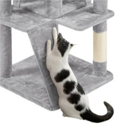 Light Grey Large Cat Tree 178Cm Cat Tower Cat Condo W/scratching Posts And Platform Perches - thumbnail 5