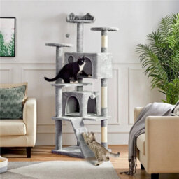 Light Grey Large Cat Tree 178Cm Cat Tower Cat Condo W/scratching Posts And Platform Perches - thumbnail 3