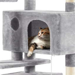 Light Grey Large Cat Tree 178Cm Cat Tower Cat Condo W/scratching Posts And Platform Perches - thumbnail 6