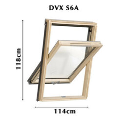 Yardlite Roof Window Grey / Pine Wood Centre Pivot Loft Skylight Vented - S6A - 114Cm X 118Cm, Lsx Slate Flashing - thumbnail 2