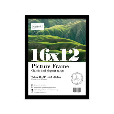 16X12 Black Picture Frame (40.6 X 30.5Cm) Poster, Photo, Artwork, Gallery Wall Or Print - image 1