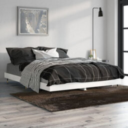 Berkfield Bed Frame High Gloss White 135X190 Cm 4Ft6 Double Engineered Wood