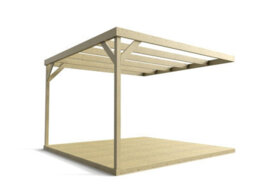 Arbor Garden Solutions Wall-Mounted Box Pergola And Decking, Complete Diy Kit (3M X 3M, Light Green (Natural) Finish) - thumbnail 5
