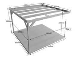 Arbor Garden Solutions Wall-Mounted Box Pergola And Decking, Complete Diy Kit (3M X 3M, Light Green (Natural) Finish) - thumbnail 2