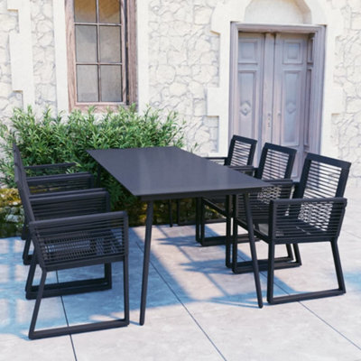 Berkfield 7 Piece Outdoor Dining Set Pvc Rattan Black - image 1