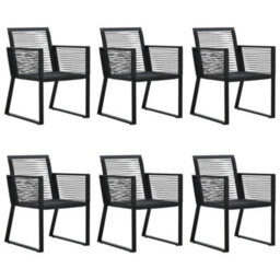 Berkfield 7 Piece Outdoor Dining Set Pvc Rattan Black - thumbnail 6