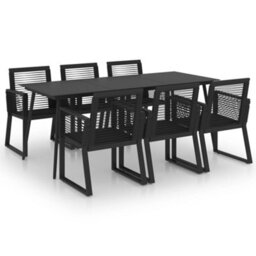 Berkfield 7 Piece Outdoor Dining Set Pvc Rattan Black - thumbnail 2
