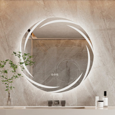 Luvodi 800mm Anti-Fog Led Bathroom Mirror Circle Backlit Hd Vanity Mirror Shatterproof - image 1
