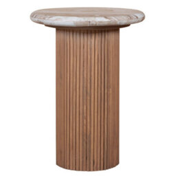 Wyld Haus Boston Natural Oak Side Table With Brown Marble Top - thumbnail 2