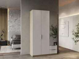 FurniComp LTD Furnicomp Chicago 3 Door 2 Drawer Matt White & Oak Effect 120Cm Mirrored Triple Wardrobe - thumbnail 7