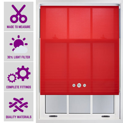 Furnished Made To Order Daylight Roller Blind - Red With Triple Round Eyelet (W)120Cm X (L)165Cm - image 1